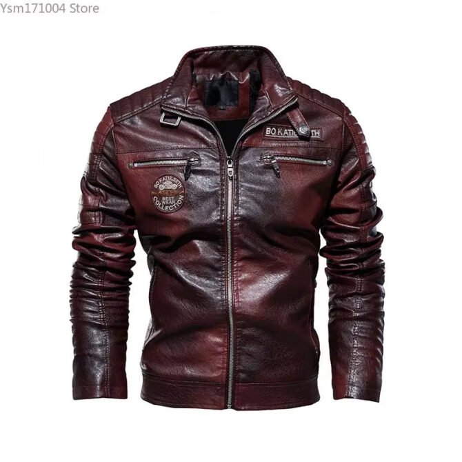 Winter Men'S PU Jacket Solid Color Lapel Plush and Thick Men Sports Jacket plus Size 7XL Motorcycle Leather Jacket Men Clothing