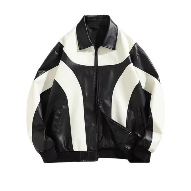 Autumn and Winter Hip Hop Men'S Faux Leather Jacket, Padded Windbreaker, Motorcycle Biker Bomber Coat
