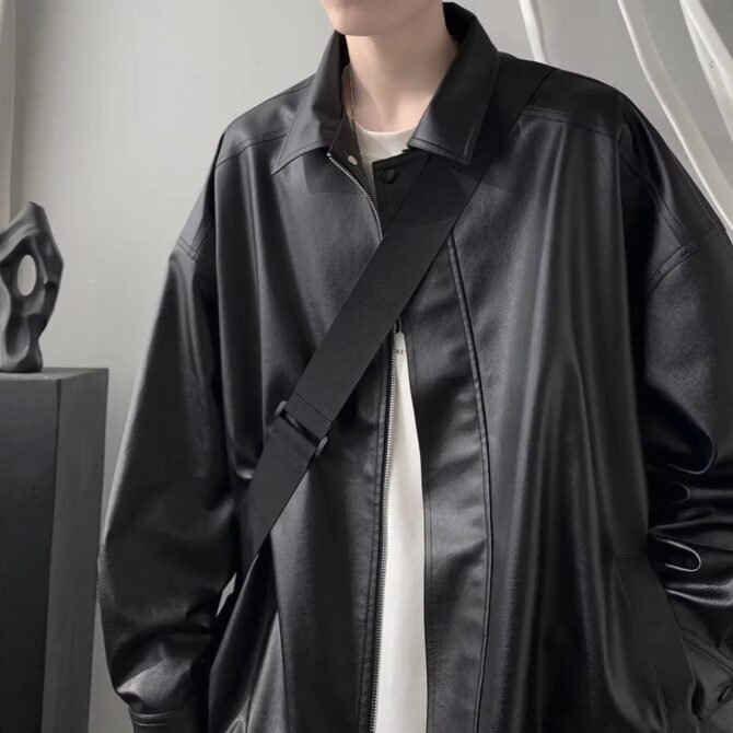 Vintage American Style Leather Jacket for Men High-End Feel Loose-Fit Faux Leather Jacket Trendy Brand Autumn Winter Season