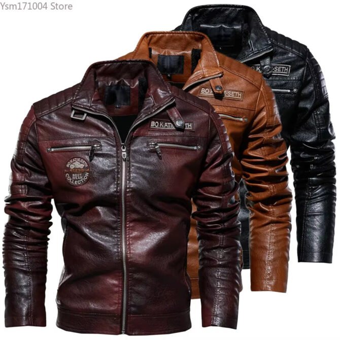 Winter Men'S PU Jacket Solid Color Lapel Plush and Thick Men Sports Jacket plus Size 7XL Motorcycle Leather Jacket Men Clothing
