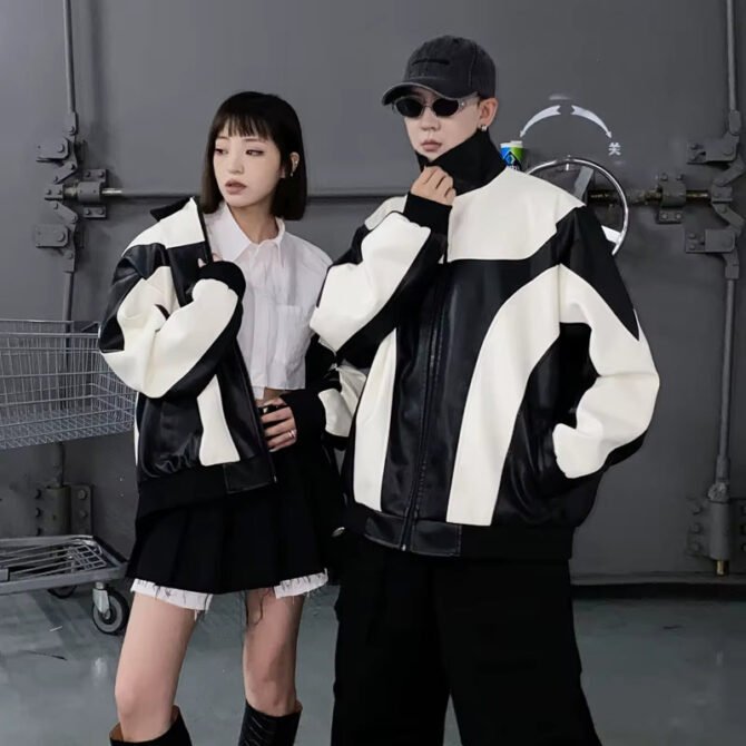 Autumn and Winter Hip Hop Men'S Faux Leather Jacket, Padded Windbreaker, Motorcycle Biker Bomber Coat