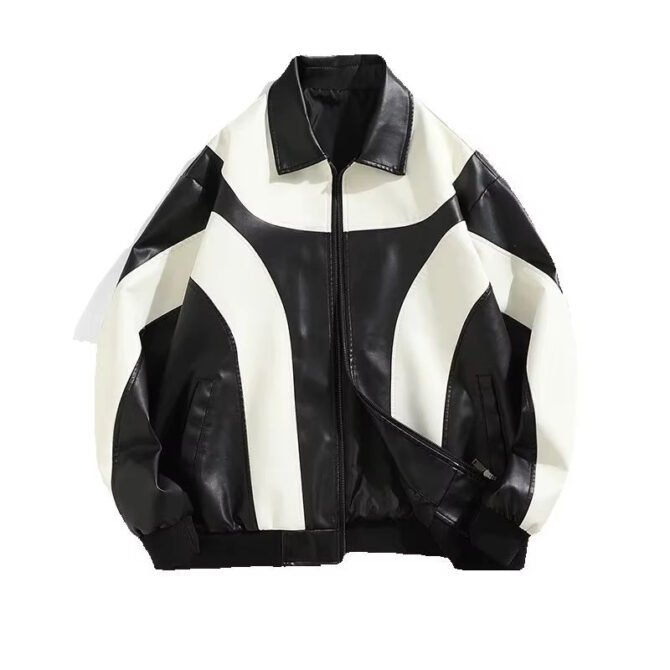 Autumn and Winter Hip Hop Men'S Faux Leather Jacket, Padded Windbreaker, Motorcycle Biker Bomber Coat