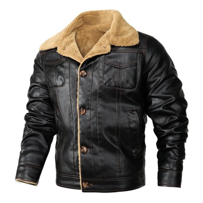 Men's Casual Leather Jacket – Slim Fit, Stylish & Warm Outerwear
