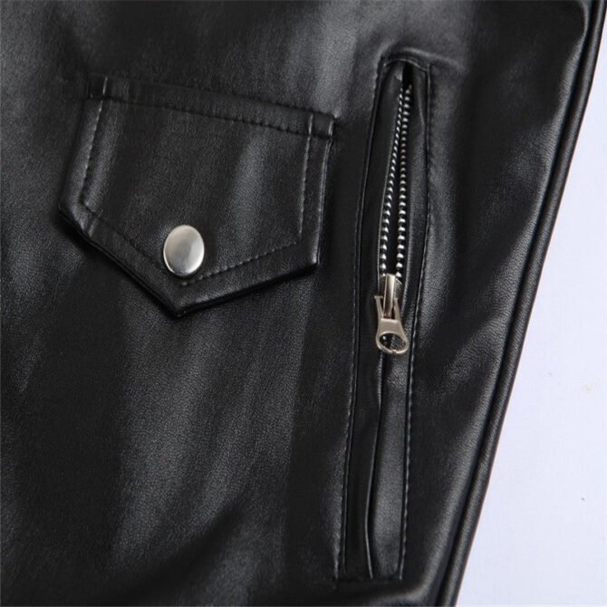 The best Slim Casual Leather Jacket With Lapel mens Diagonal Zipper